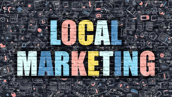 Concepto de Marketing Local con Iconos de Diseño de Doodle . — Foto de Stock