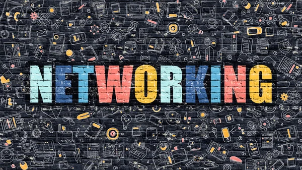 Networking in Multicolor. Doodle-Design. — Stockfoto