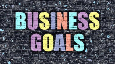 İş Hedefleri Kavramı. Koyu Brickwall üzerinde çok renkli.