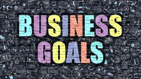 İş Hedefleri Kavramı. Koyu Brickwall üzerinde çok renkli.