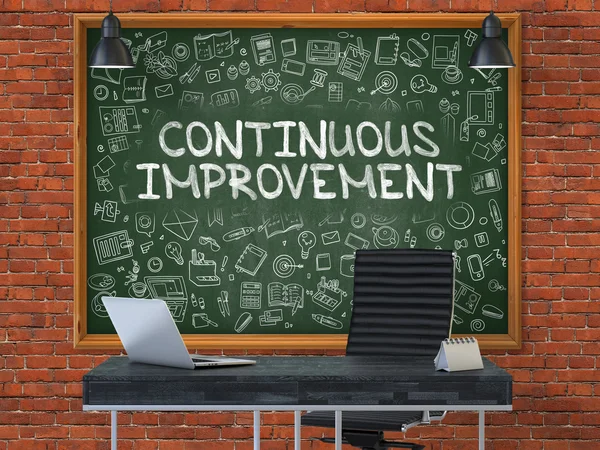 Chalkboard on the Office Wall with Continuous Improvement Concep — Stock Photo, Image