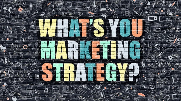 Multicolor Whats You Estrategia de Marketing en Dark Brickwall. Doo. —  Fotos de Stock
