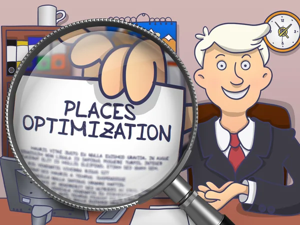 Places Optimization through Magnifying Glass. Doodle Design. — Stock Fotó