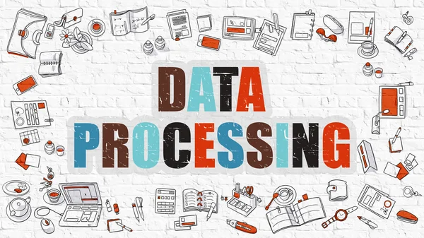 Data Processing in Multicolor. Doodle Design. — Stock fotografie