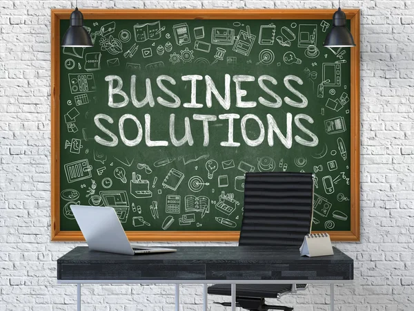 Hand Drawn Business Solutions on Office Chalkboard. — Stock Photo, Image