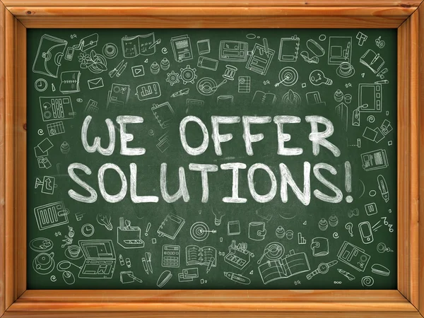 Hand Drawn We Offer Solutions on Green Chalkboard. — Stock Photo, Image