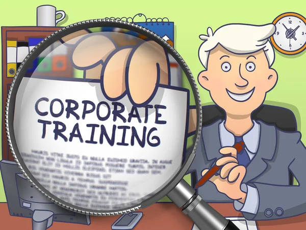 Corporate training via vergrootglas. Doodle stijl. — Stockfoto
