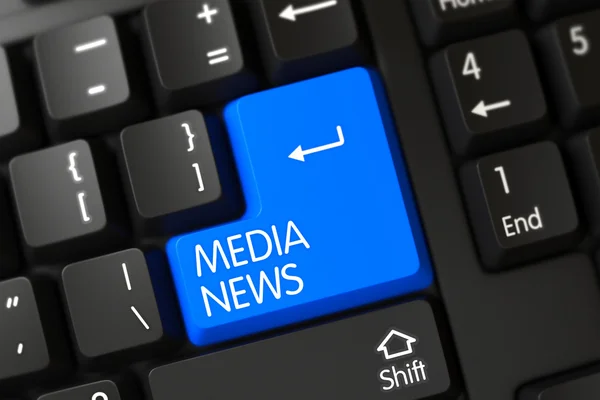 Keyboard with Blue Keypad - Media News. — Stock Photo, Image