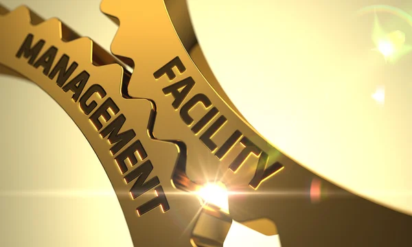 Facility Management Concept. Golden Cogwheels. — Stock Photo, Image