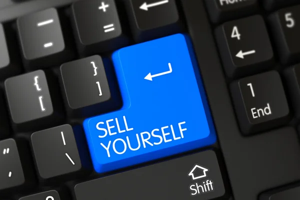 Keyboard with Blue Keypad - Sell Yourself. — Stock Photo, Image