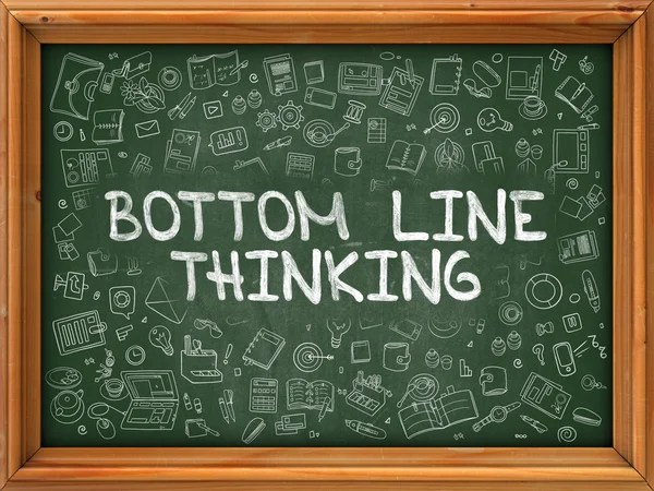 Bottom Line Thinking - Hand Drawn on Green Chalkboard. — Stock Photo, Image