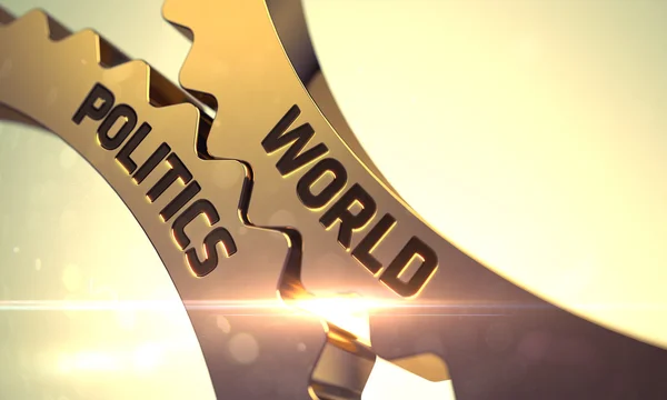 World Politics on Golden Metallic Gears. — Stock Photo, Image