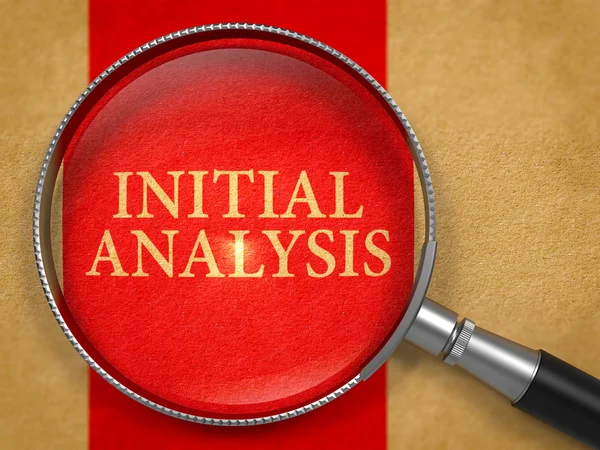 Initial Analysis Concept through Magnifier. — Stock Photo, Image