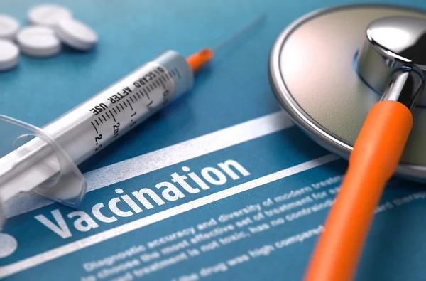 Vaccinatie. Medisch concept op blauwe achtergrond. — Stockfoto