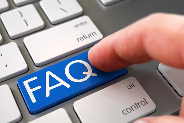 Hand Finger Press FAQ Key. — Stock Photo, Image