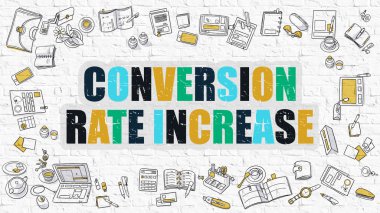 Multicolor Conversion Rate Increase on White Brickwall.