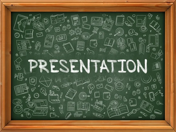 Groene schoolbord met hand getekende presentatie. — Stockfoto