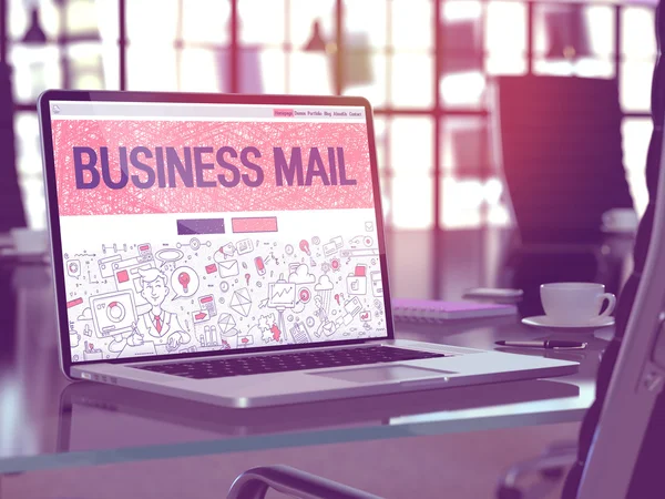 Business Mail on Laptop in Modern Workplace Background. — Stock Photo, Image