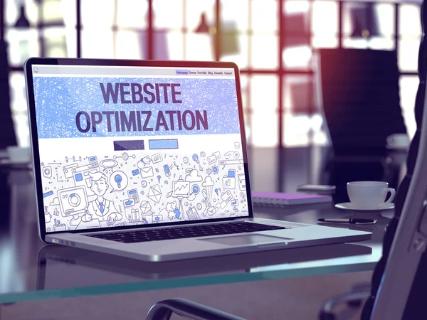 Laptop Screen with Website Optimization Concept. — Stok fotoğraf