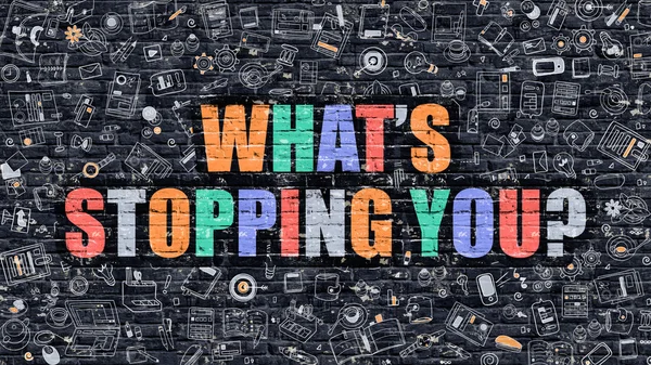 Whats Stopping You in Multicolor. Doodle Design. — Stock Fotó