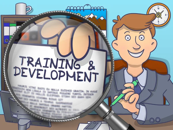 Training and Development through Magnifying Glass. — 스톡 사진