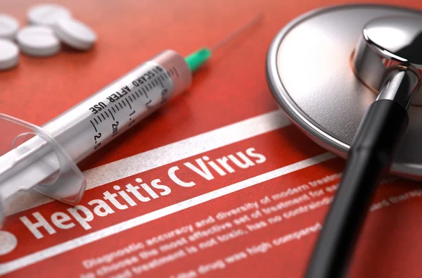 Hepatitis-C-Virus. medizinisches Konzept auf orangefarbenem Hintergrund. — Stockfoto