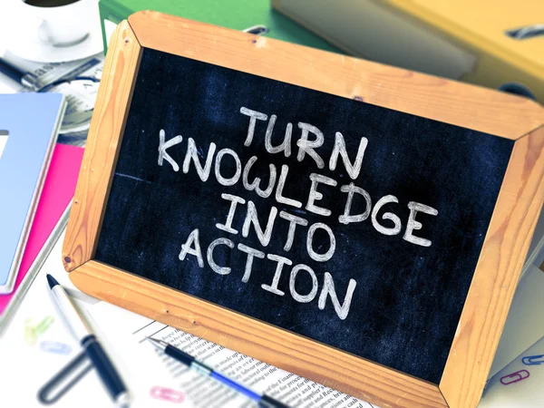 Turn Knowledge into Action Handwritten on Chalkboard. — Zdjęcie stockowe