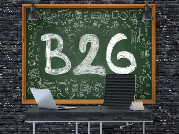 B2g Konzept. Doodle-Symbole auf Kreidetafel. — Stockfoto