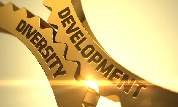 Development Diversity Concept. Golden Cog Gears. — Stock Photo, Image