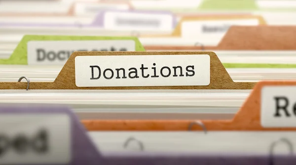 Donations Concept on Folder Register. — Stock Photo, Image