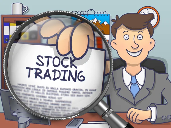 Stock Trading through Magnifying Glass. Doodle Style. — Stock Fotó