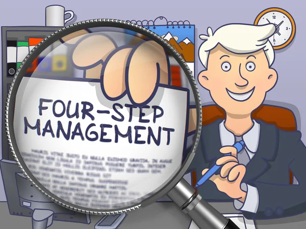 Vier-Stufen-Management durch Linse. Doodle-Stil. — Stockfoto