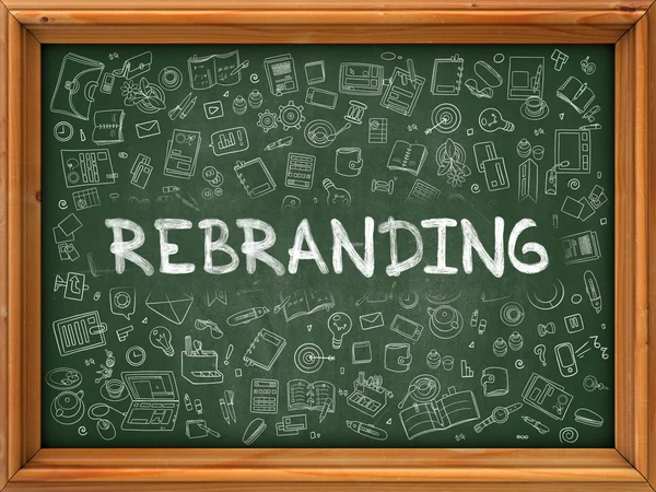 Rebranding - Hand Drawn on Green Chalkboard. — Stock Photo, Image