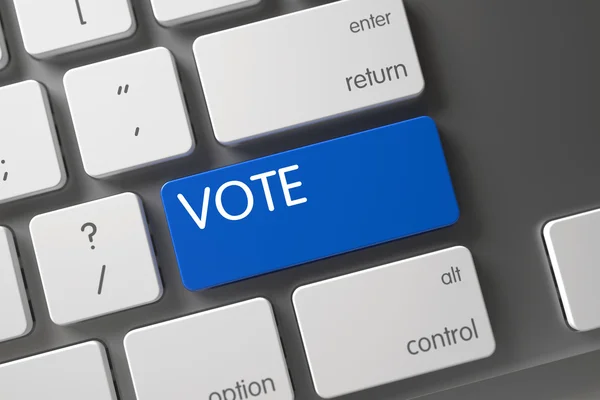 Klawiatura z niebieską klawiaturą-głosowanie. — Zdjęcie stockowe