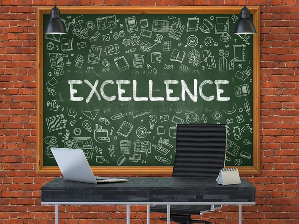 Excellence Concept. Doodle ikoner på Chalkboard. — Stockfoto