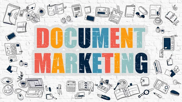 Documento Concepto de Marketing con Iconos de Diseño de Doodle . —  Fotos de Stock