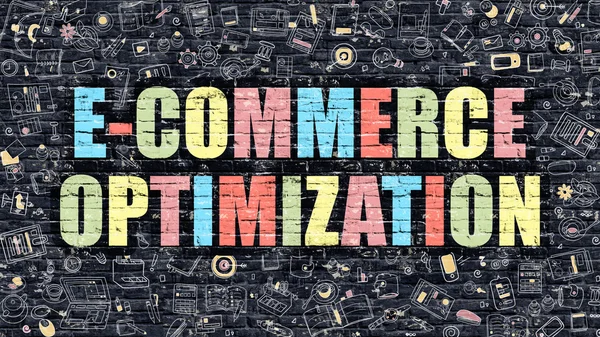 Otimização de E-Commerce em Multicolor. Design de doodle . — Fotografia de Stock