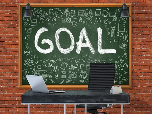 Goal Concept. Icone Doodle sulla lavagna . — Foto Stock