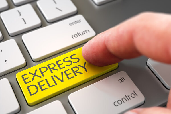 Express Delivery - Modern Laptop Keyboard Concept.
