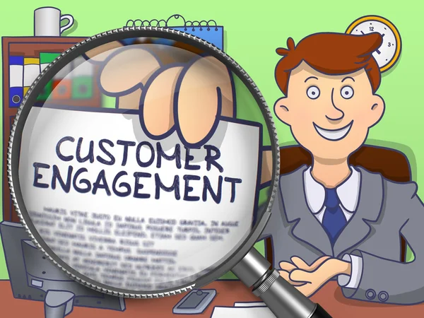 Customer Engagement through Magnifying Glass. Doodle Concept. — Φωτογραφία Αρχείου