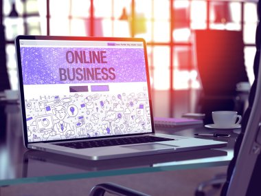 Online İş Kavramı ile Laptop Ekran.