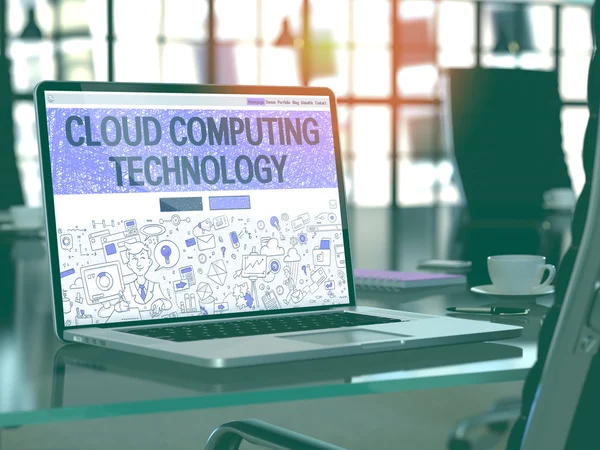 Koncepcja Cloud Computing Technology na ekranie laptopa. — Zdjęcie stockowe