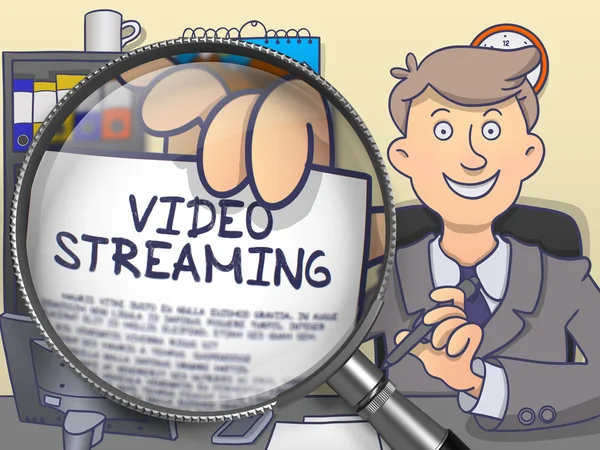 Video Streaming through Magnifying Glass. Doodle Style. — Stock Photo, Image