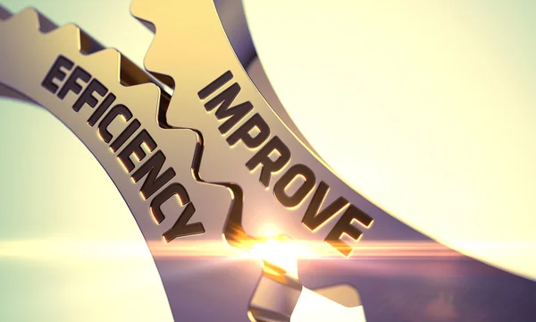 Golden fémes Cogwheels a hatékonyság javítása Concept. — Stock Fotó