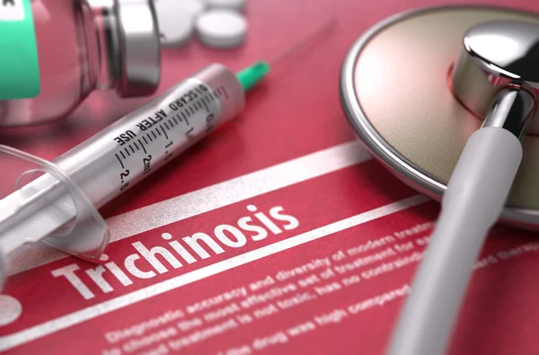 Trichinosis - Printed Diagnosis on Red Background. — Stock Photo, Image