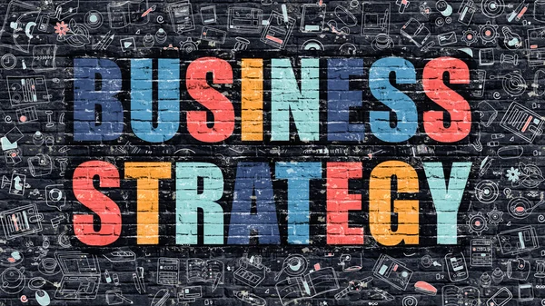 Business Strategy Concept. Multicolor on Dark Brickwall. — Stock Photo, Image