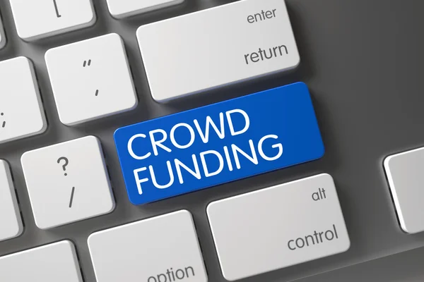 Blue Crowd Funding Button on Keyboard. — Stock Photo, Image