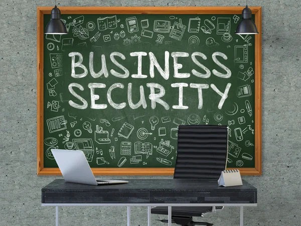 Business Security på Chalkboard med Doodle ikoner. — Stockfoto