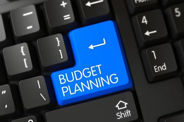 Botão de planejamento de orçamento azul no teclado . — Fotografia de Stock