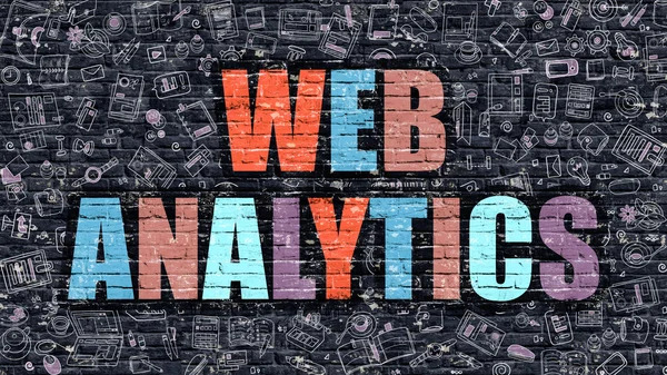 Concetto di Web Analytics. Multicolore su Dark Brickwall . — Foto Stock